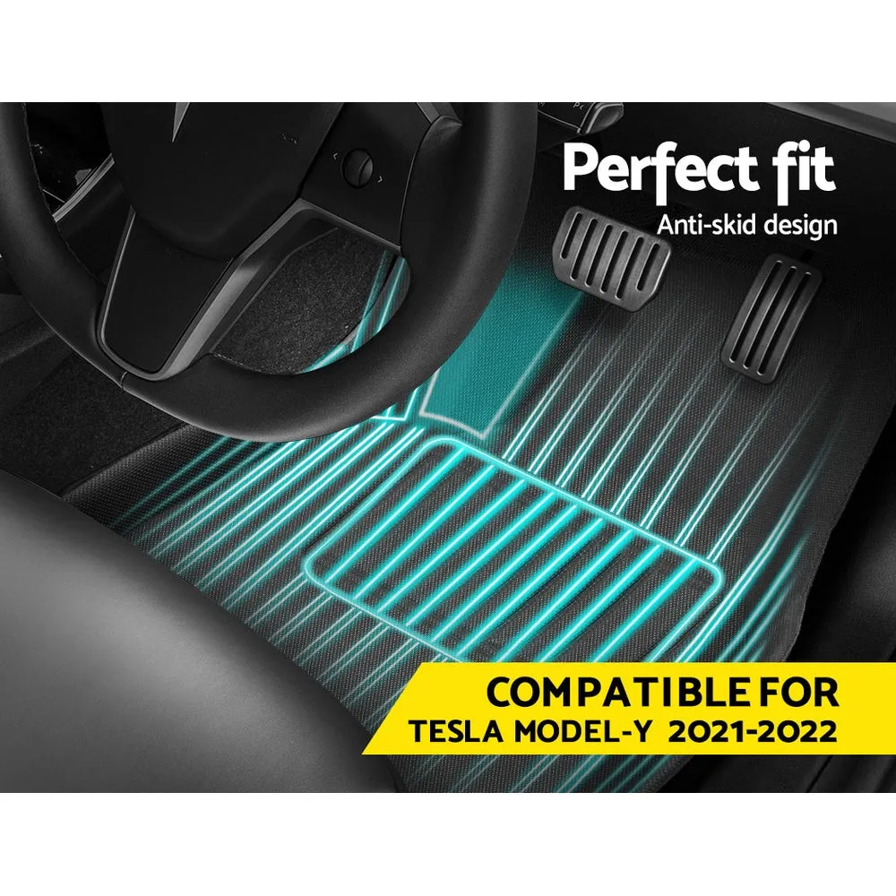 Custom Fit Rubber Floor Mats for Tesla Model Y 21-24 Weisshorn