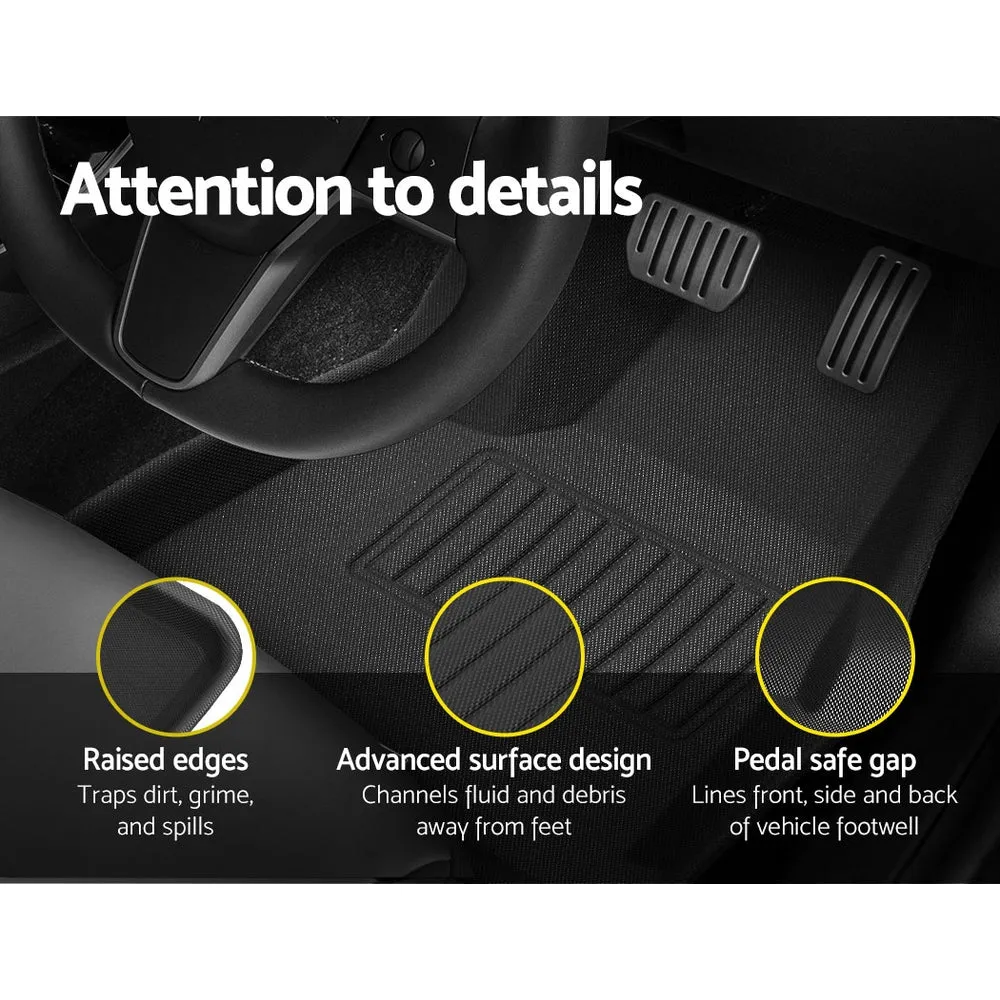 Custom Fit Rubber Floor Mats for Tesla Model Y 21-24 Weisshorn