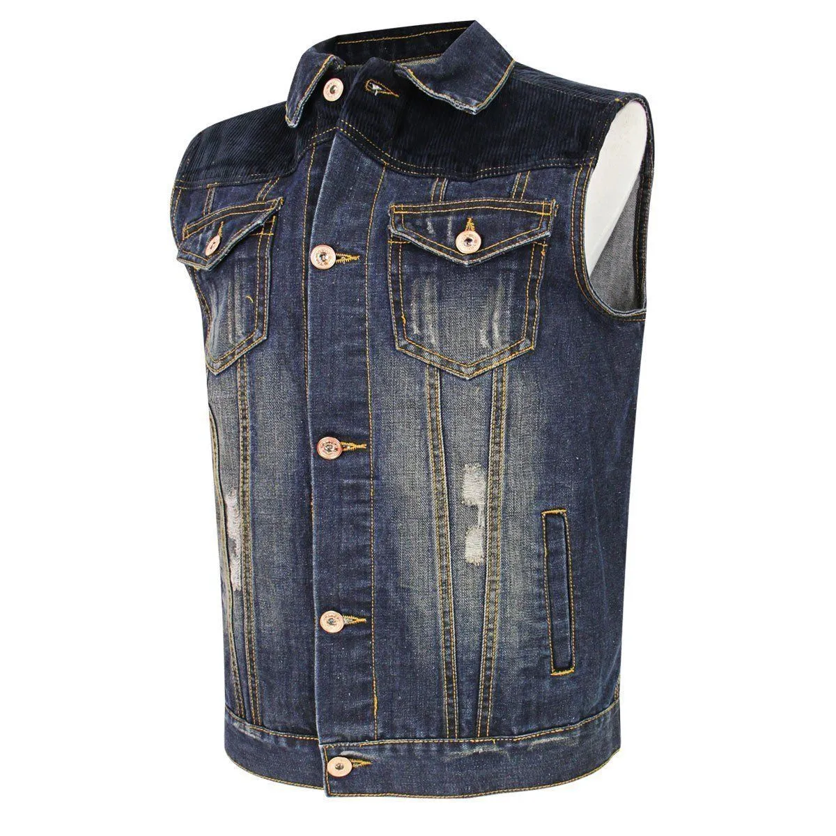 Delux RCJV2 Men's Vintage Blue Denim Casual Vest