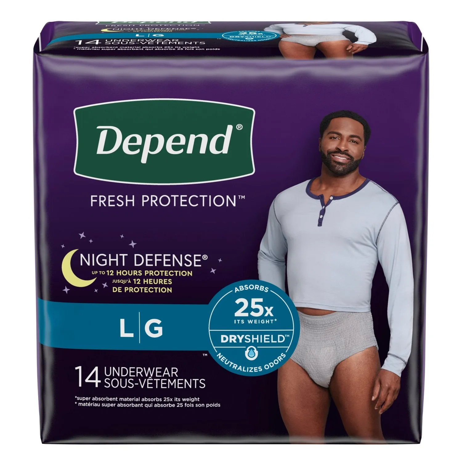 Depend Night Defense Incontinence Underwear for Men, Overnight