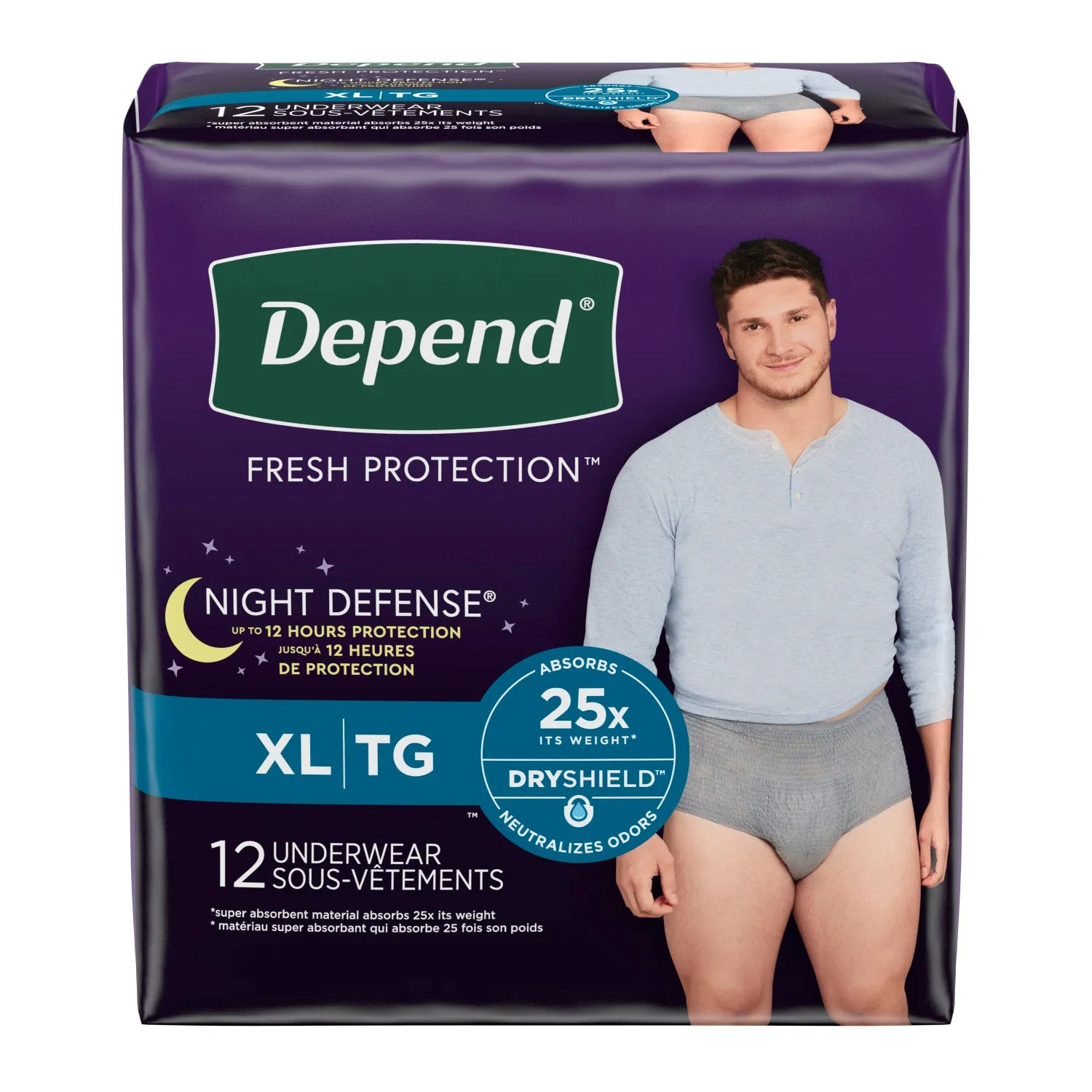Depend Night Defense Incontinence Underwear for Men, Overnight