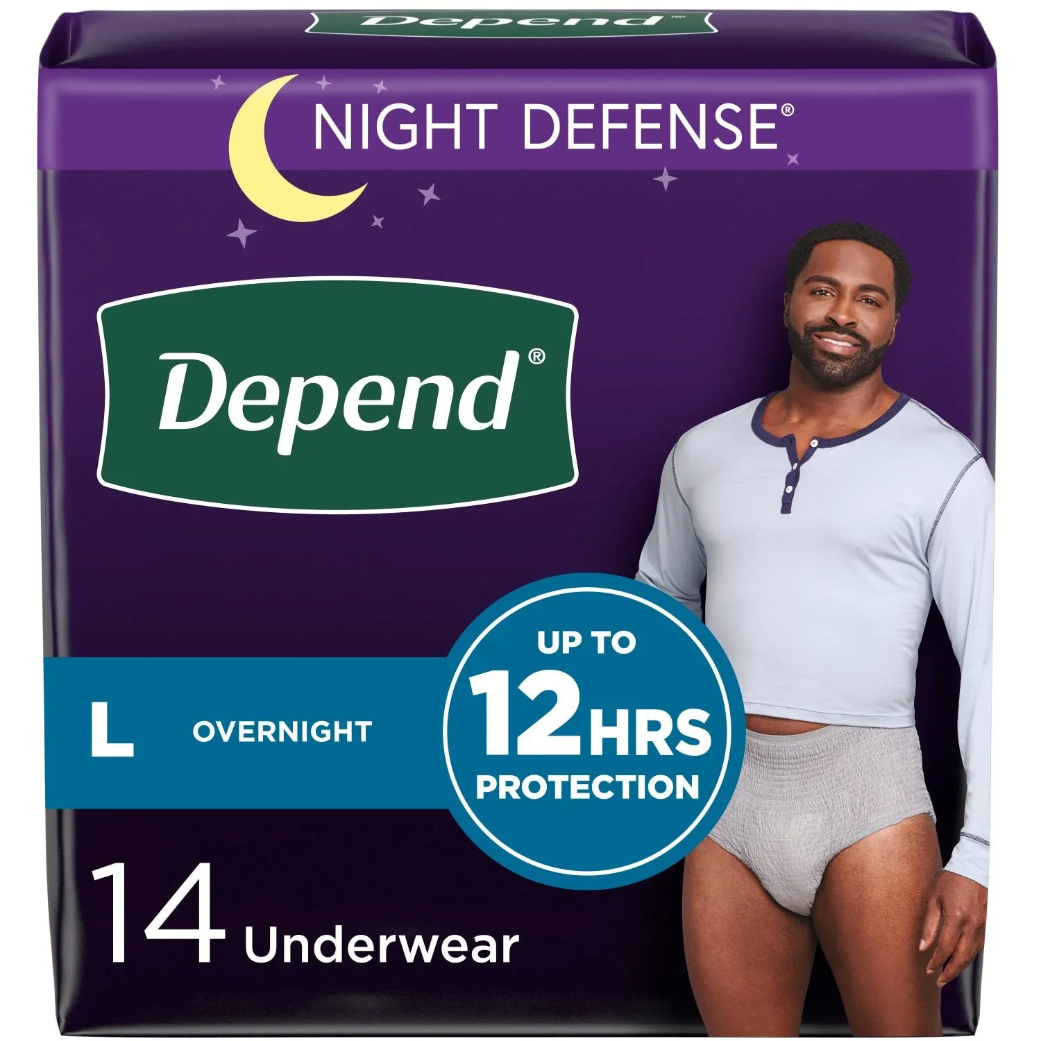 Depend Night Defense Incontinence Underwear for Men, Overnight