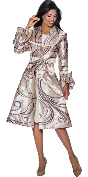Divine Queen - 2282 - Embossed Print 2pc Jacket Dress