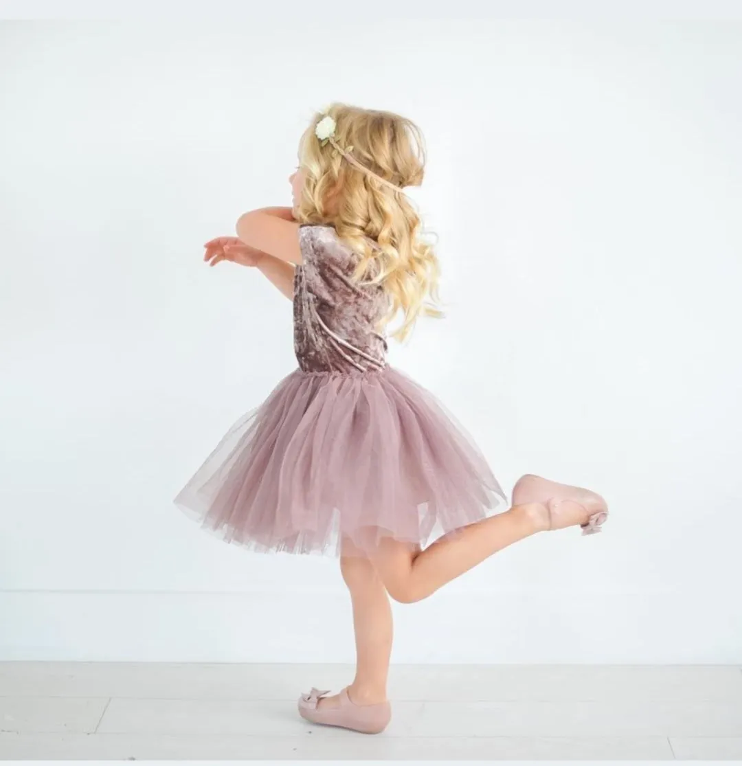 Dusty Pink Velvet Dress #1000202