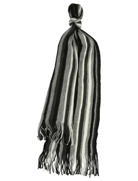 Dylan Striped Cable Knitted Scarf in Black / Grey