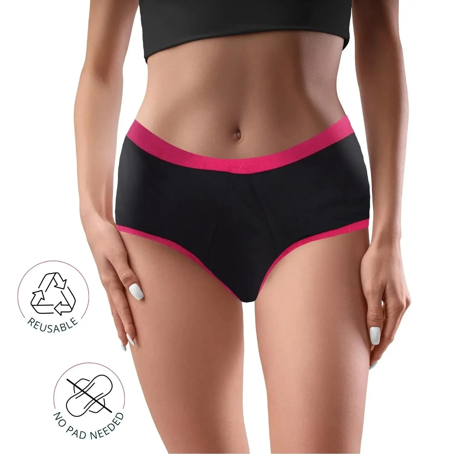 Eco Friendly Anti Microbial Lining Period Panties For Teenagers Black & Maroon Printed, No Pad Required Pack of 2