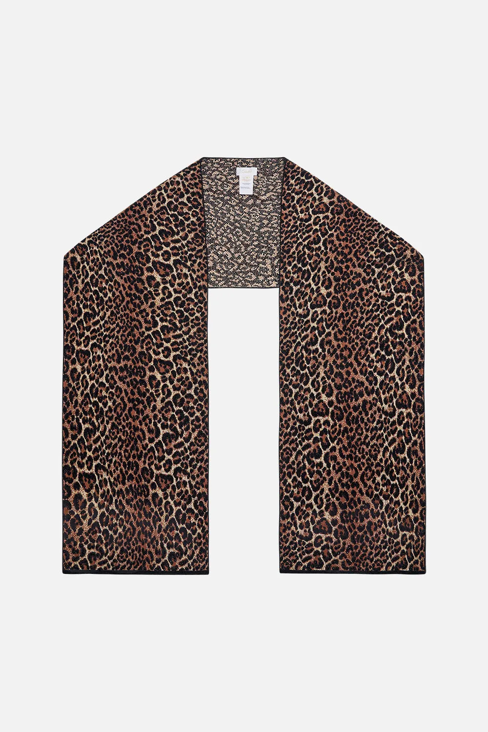 EMBELLISHED KNIT SCARF LEOPARD PRINT