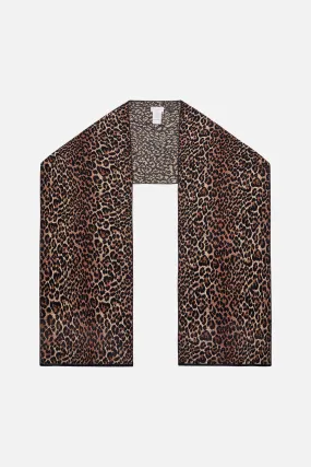 EMBELLISHED KNIT SCARF LEOPARD PRINT