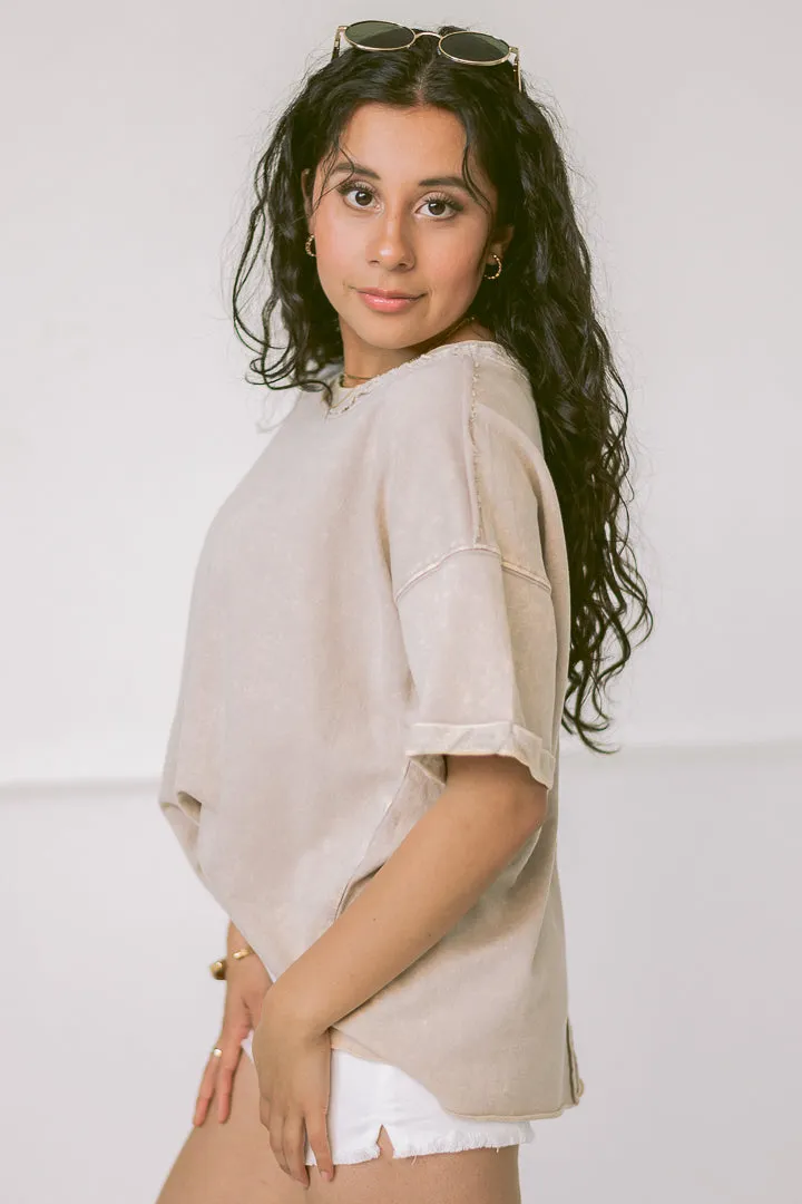 Fadeout French Terry Tee | Latte