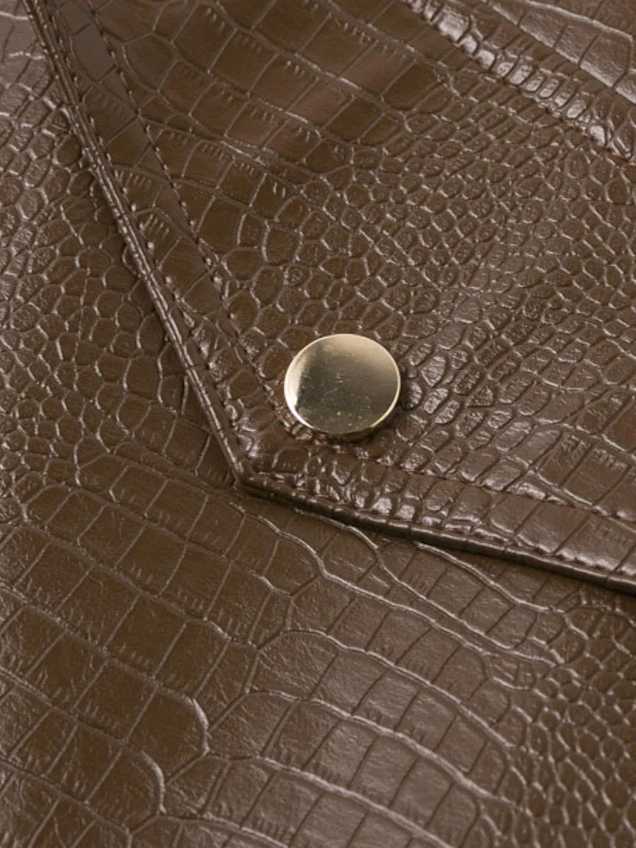 Faux Leather Dress - Brown