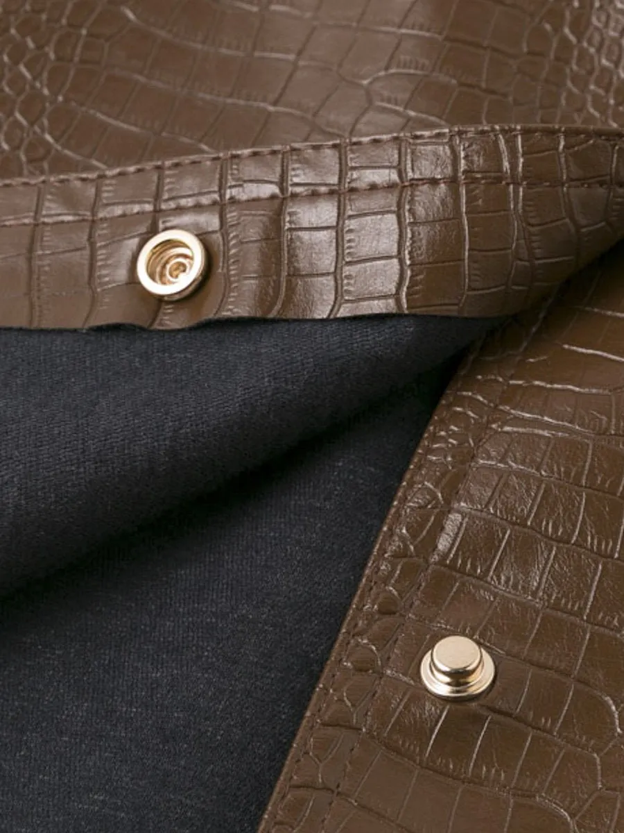 Faux Leather Dress - Brown