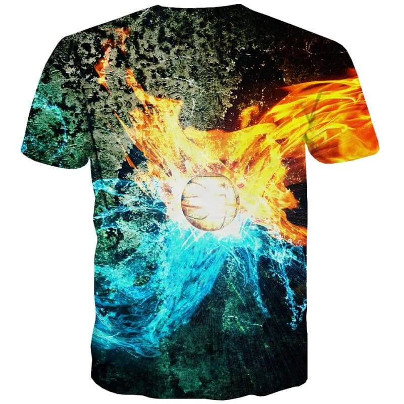 Flame T shirts Men Ball T shirts Funny Colorful T-shirts Graphic Harajuku Tshirts Novelty