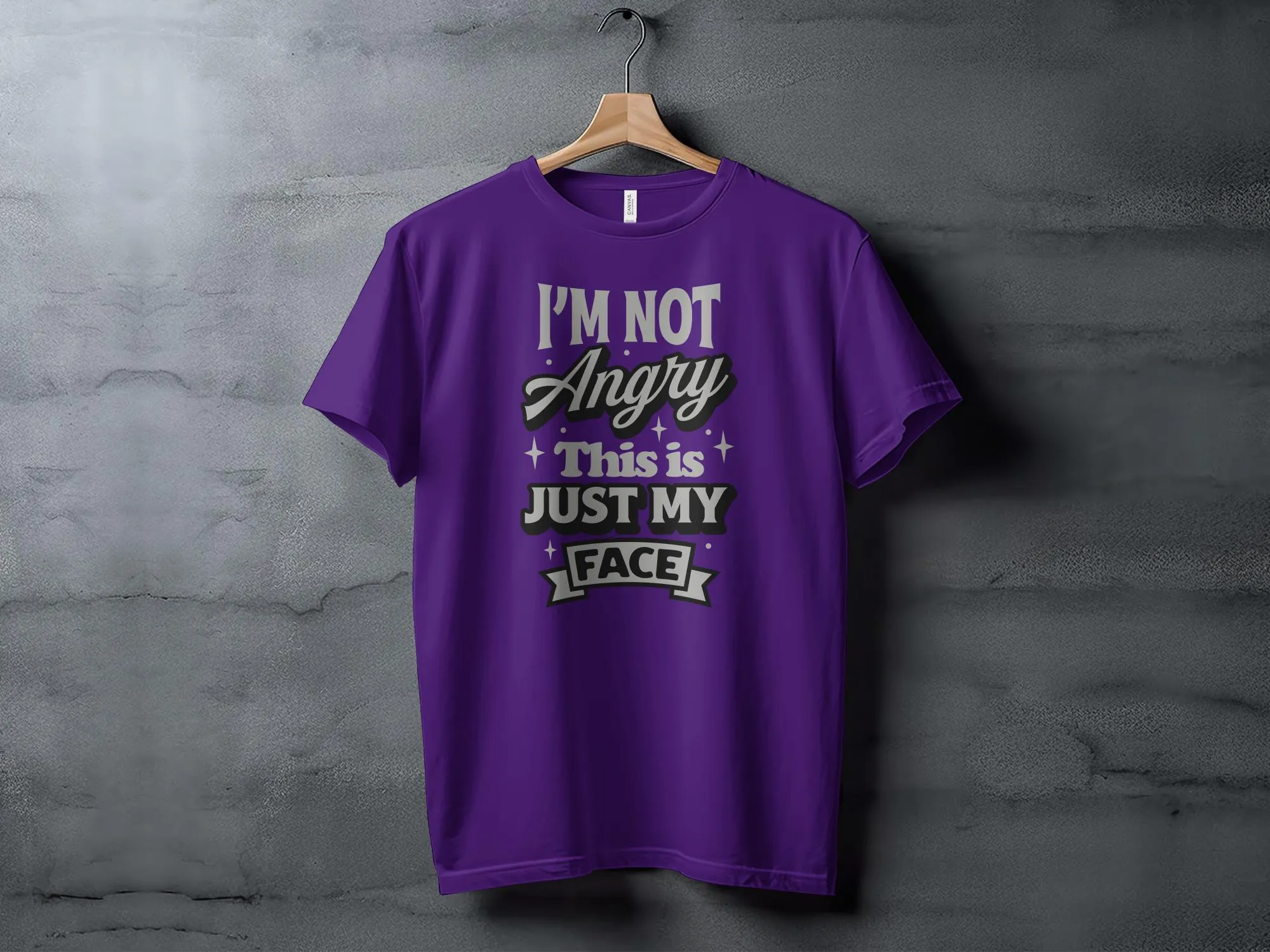 Funny Graphic Tee I'm Not Angry This is Just My Face Casual T-Shirt, Unisex Statement Shirt for Daily Wear