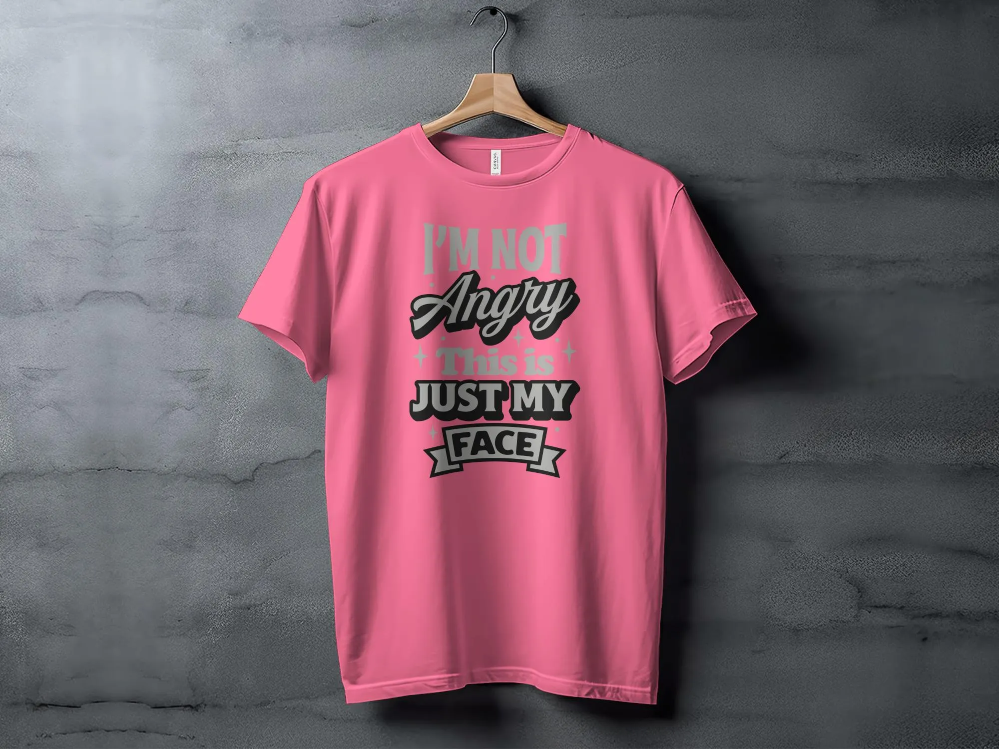 Funny Graphic Tee I'm Not Angry This is Just My Face Casual T-Shirt, Unisex Statement Shirt for Daily Wear