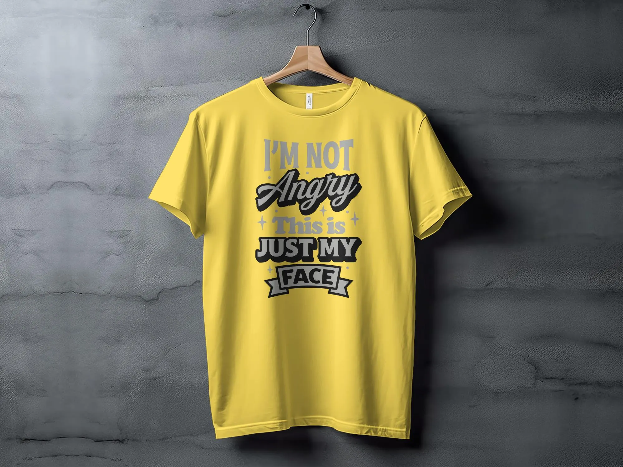 Funny Graphic Tee I'm Not Angry This is Just My Face Casual T-Shirt, Unisex Statement Shirt for Daily Wear