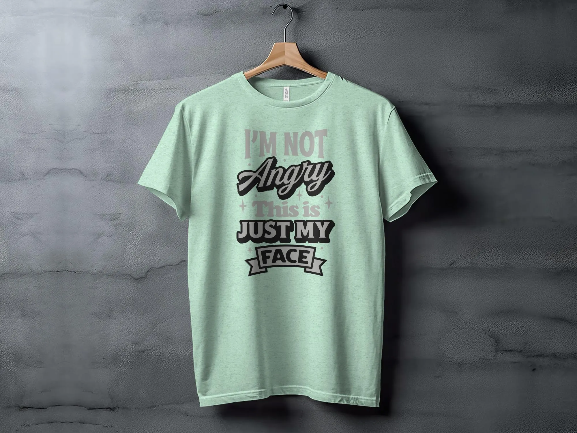 Funny Graphic Tee I'm Not Angry This is Just My Face Casual T-Shirt, Unisex Statement Shirt for Daily Wear