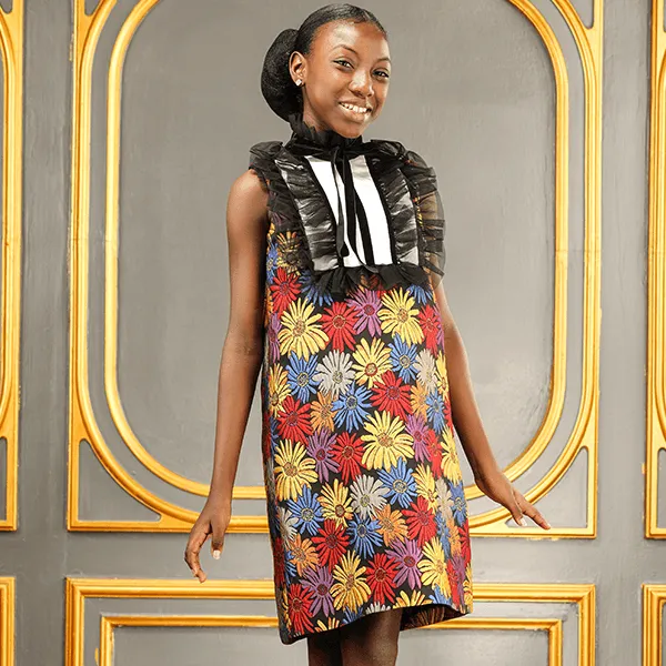 GIRLS MULTICOLOR SUNFLOWER SLEEVELESS DRESS