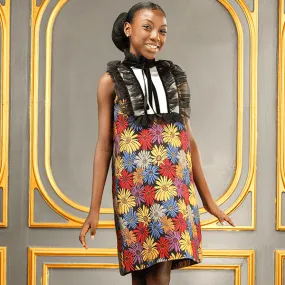 GIRLS MULTICOLOR SUNFLOWER SLEEVELESS DRESS