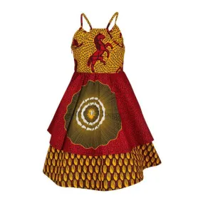 GIRLS MULTICOLOUR ANKARA STRAP DRESS