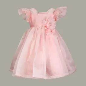 GIRLS PEACH GATHERED DRESS