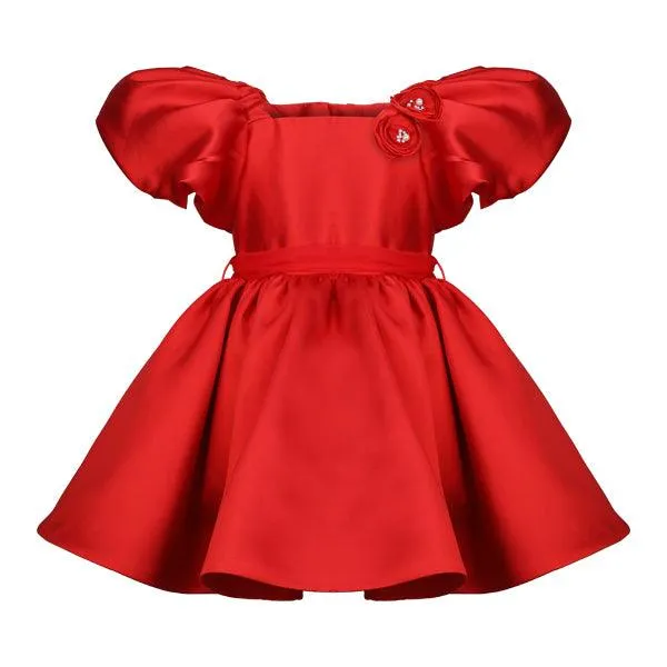 GIRLS RED SATIN BALL DRESS