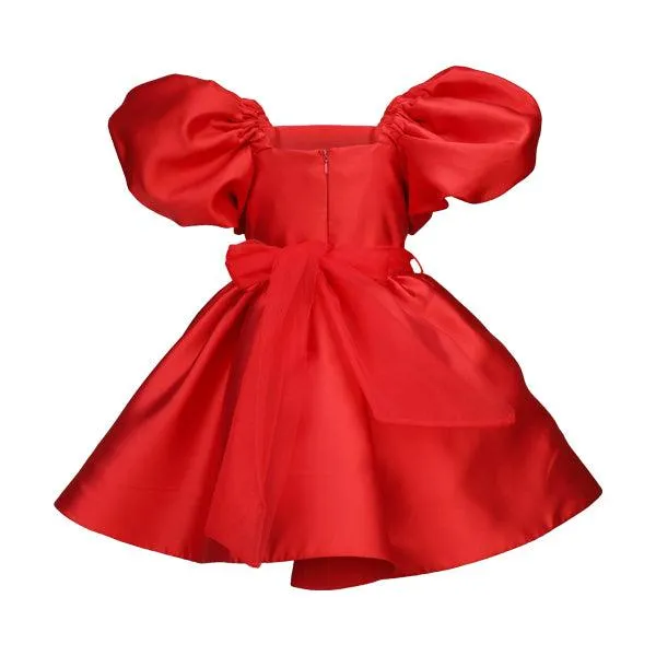 GIRLS RED SATIN BALL DRESS