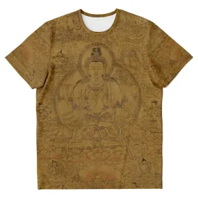 Gold Avalokiteshvara, Tibetan Buddha Dalai Lama Incarnation, Reincarnation, Om Mantra Padme Hum Graphic Art T-Shirt