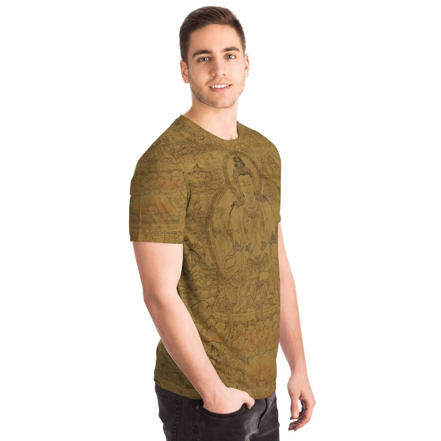 Gold Avalokiteshvara, Tibetan Buddha Dalai Lama Incarnation, Reincarnation, Om Mantra Padme Hum Graphic Art T-Shirt