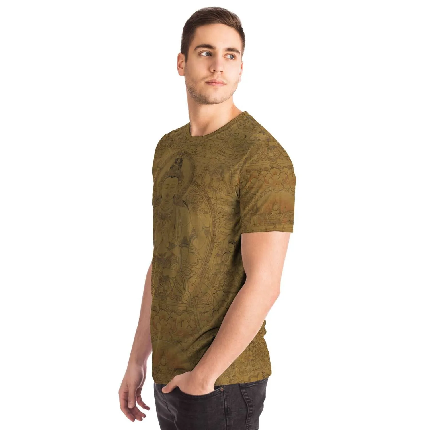 Gold Avalokiteshvara, Tibetan Buddha Dalai Lama Incarnation, Reincarnation, Om Mantra Padme Hum Graphic Art T-Shirt