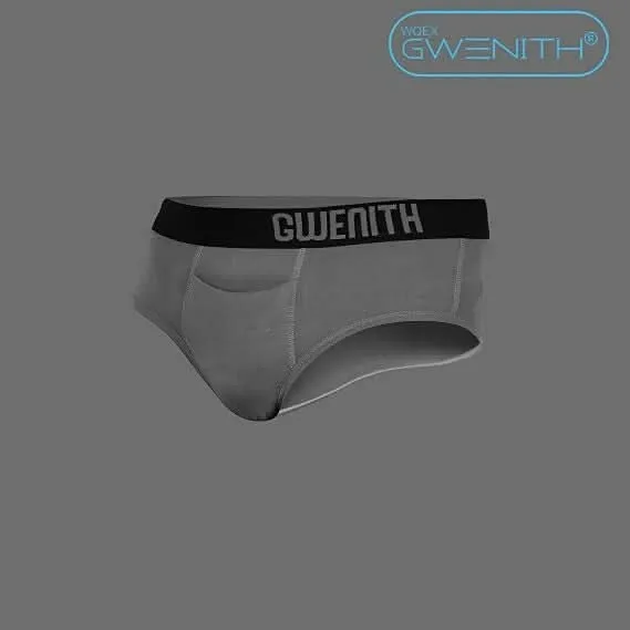 Gwenith Premium Contour Pouch Briefs with Horizontal Fly (Steel Grey, Large)