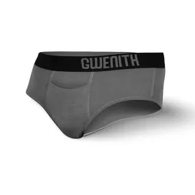 Gwenith Premium Contour Pouch Briefs with Horizontal Fly (Steel Grey, Large)
