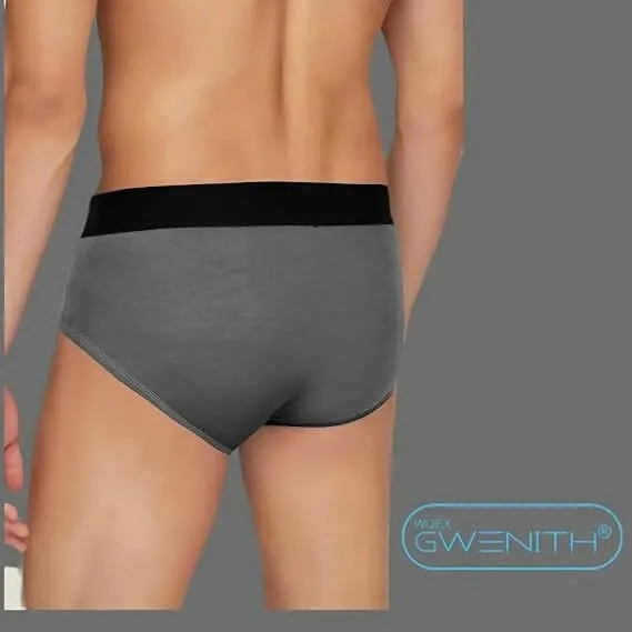 Gwenith Premium Contour Pouch Briefs with Horizontal Fly (Steel Grey, Large)