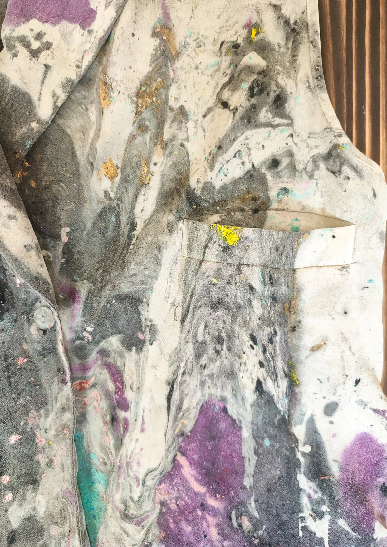 HANDPAINTED - VEST/DRESS LONG SLEEVELESS - creme painted