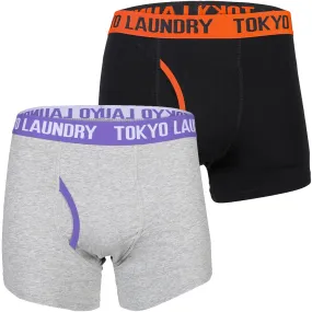 Heiron (2 Pack) Boxer Shorts Set in Harvest Pumpkin / Purple Opulence - Tokyo Laundry