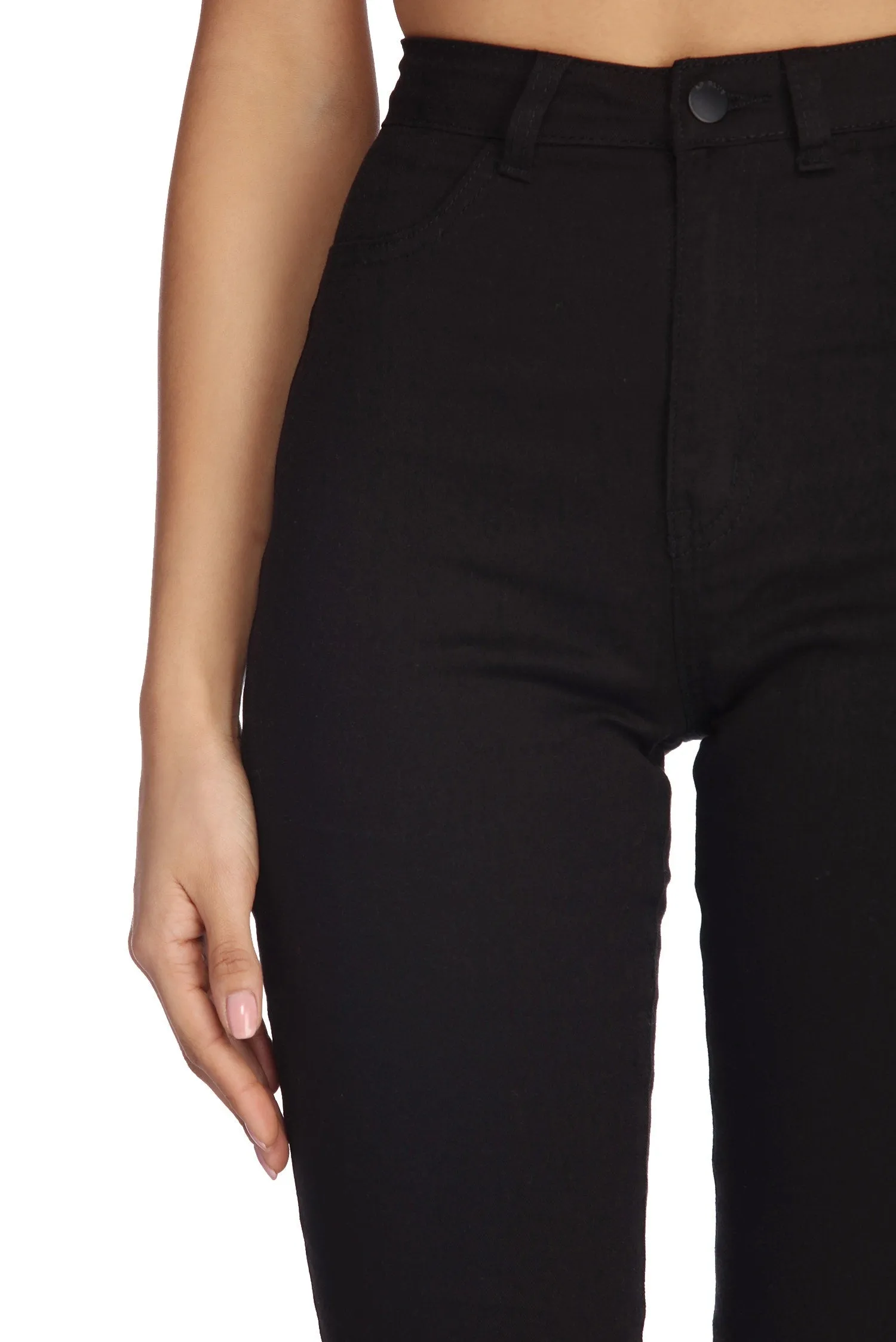 High Waist Twill Skinny Jeans