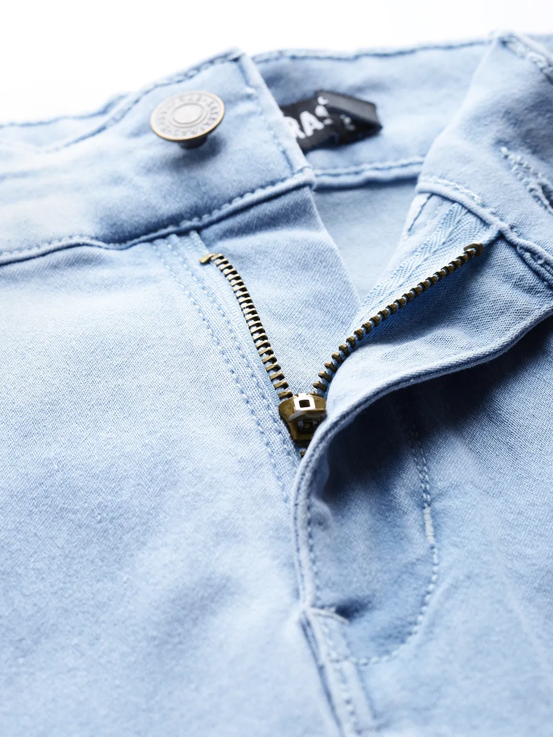 Ice Blue Pearl Studded Pocket Jeans