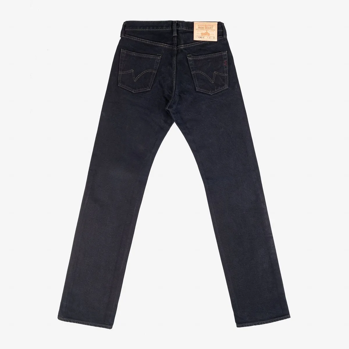 Iron Heart IH-634S-B 21oz Selvedge Denim Straight Cut Jeans - Indigo Overdyed Black