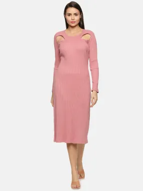 IS.U Mauve Cutout Midaxi Knit Dress