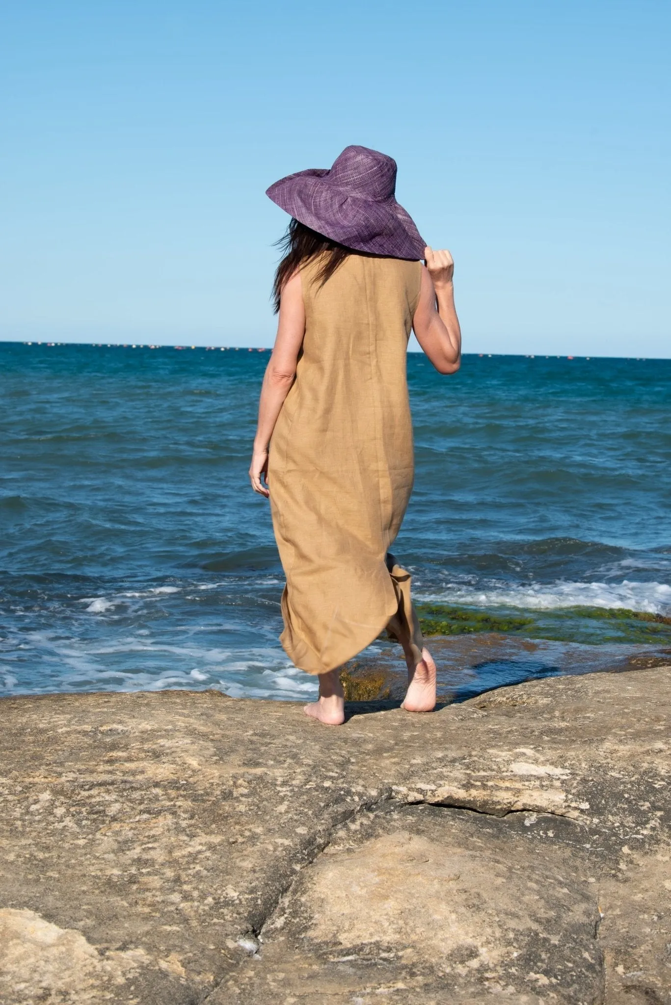IVETA Linen V Neck Dress