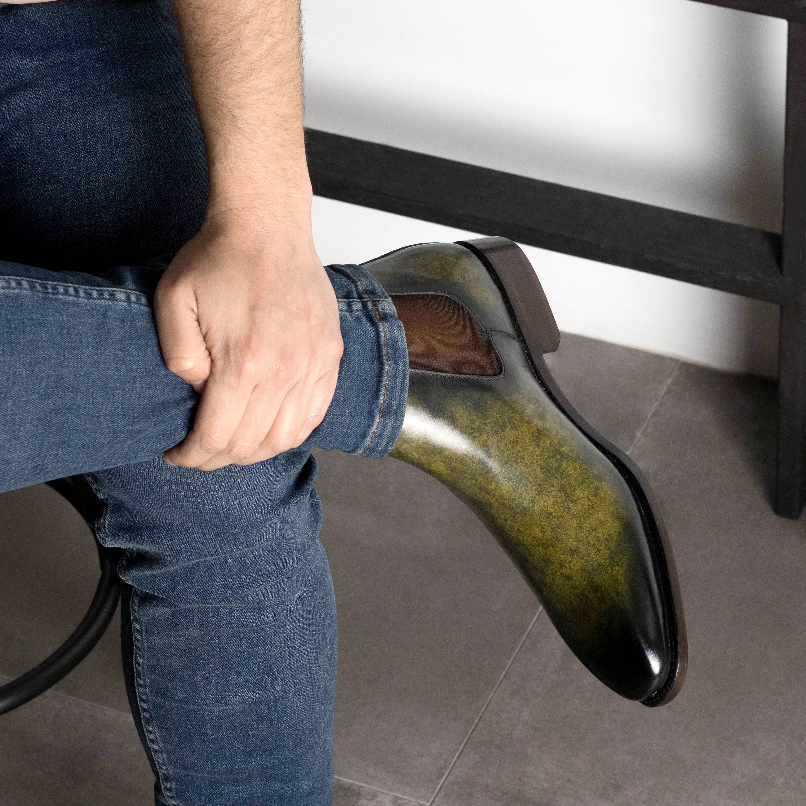 Ivoire Patina Chelsea Boots