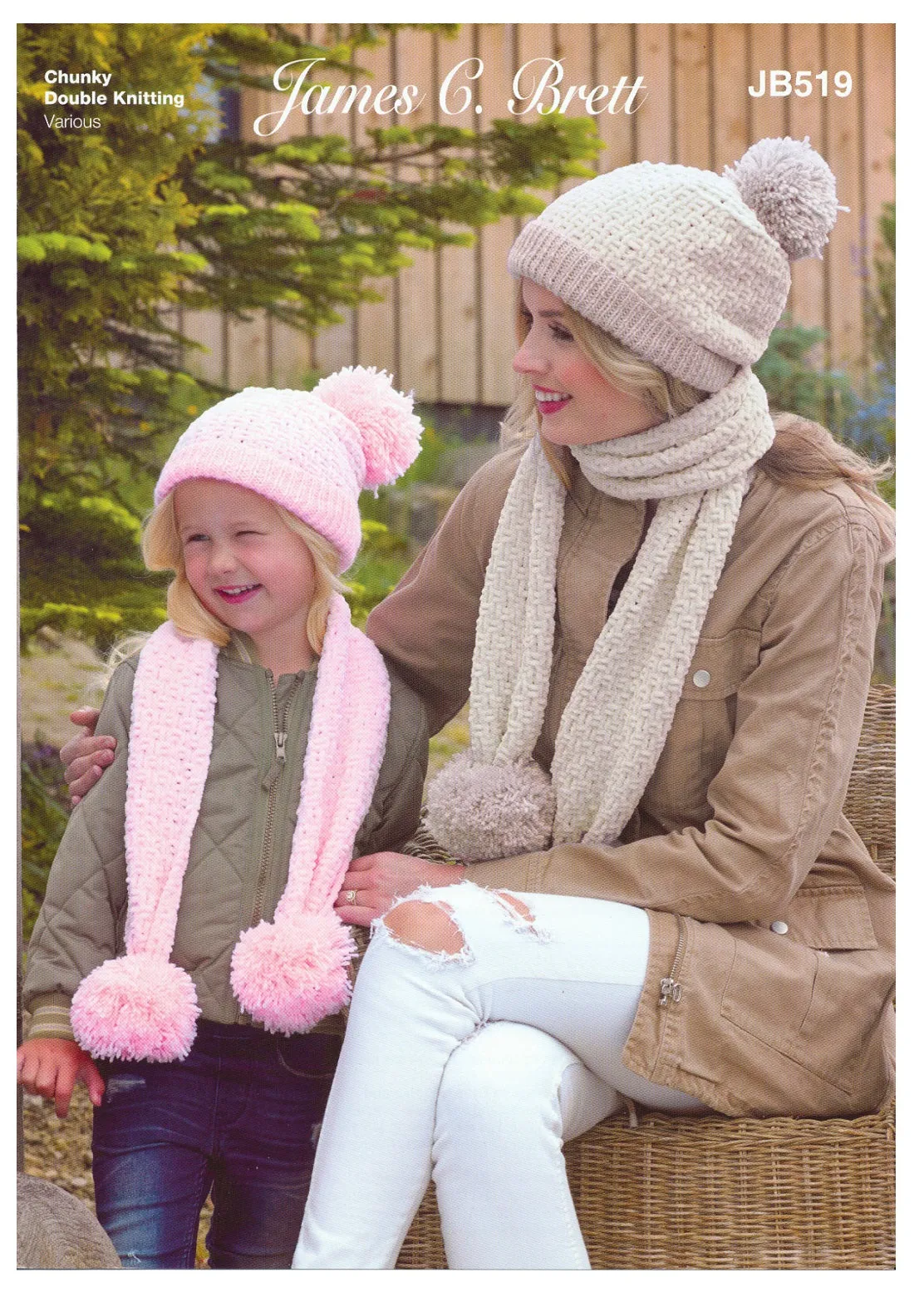 James Brett Double & Chunky Knitting Pattern - Hat & Scarf Set (JB519)