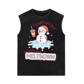 Just Having A Meltdown Snowman Vintage Washed Vest Top