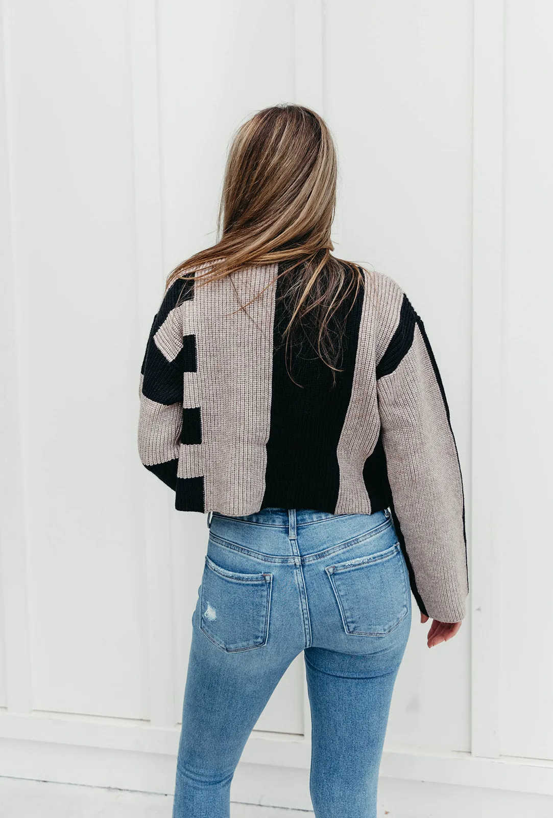 Kamryn Colorblock Sweater - Black/Oat