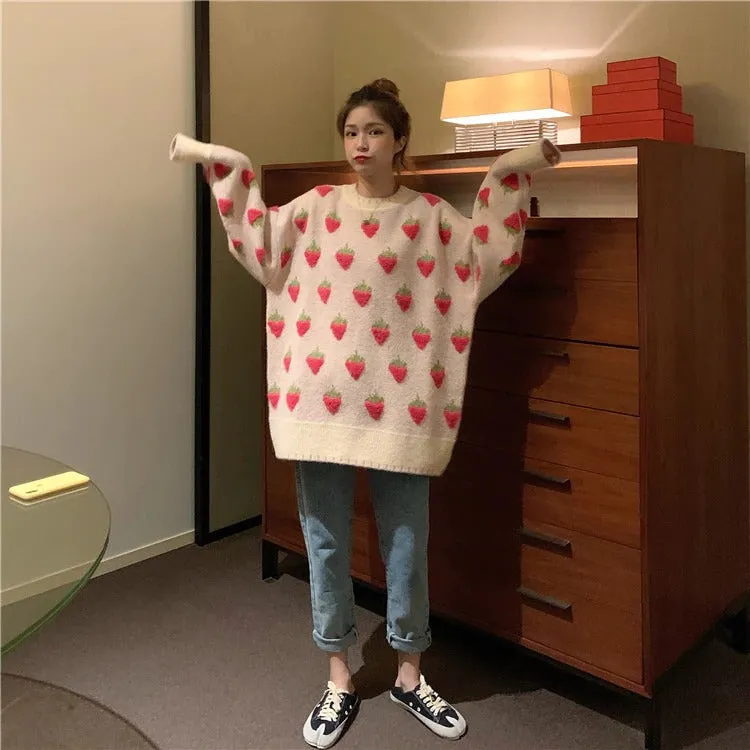 Kawaii Sweet Peach Strawberry Sweater