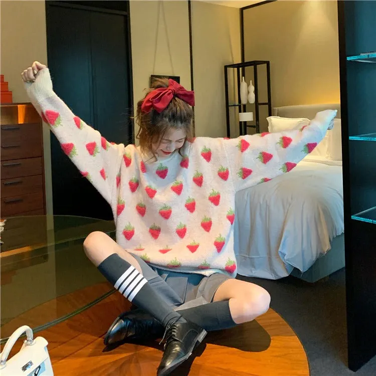 Kawaii Sweet Peach Strawberry Sweater