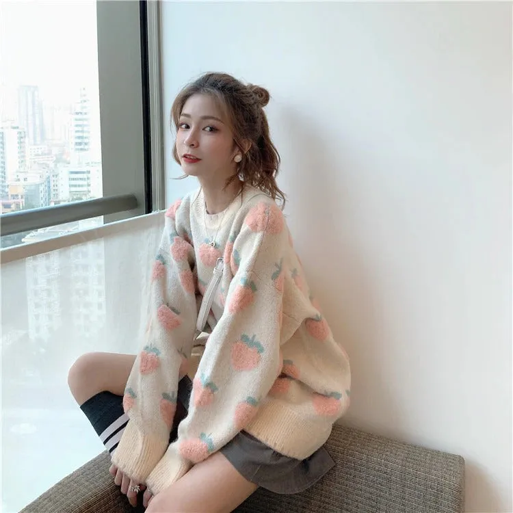 Kawaii Sweet Peach Strawberry Sweater