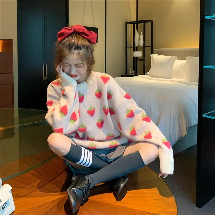 Kawaii Sweet Peach Strawberry Sweater