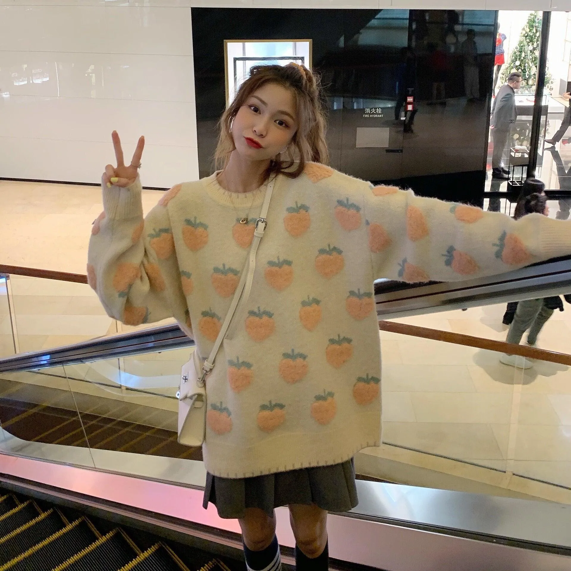 Kawaii Sweet Peach Strawberry Sweater