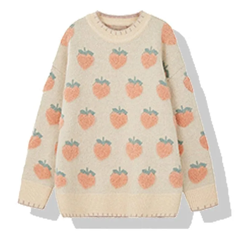 Kawaii Sweet Peach Strawberry Sweater
