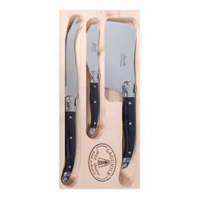 Laguiole Jean Dubost Deluxe Cheese Knives Black Set 3 Piece